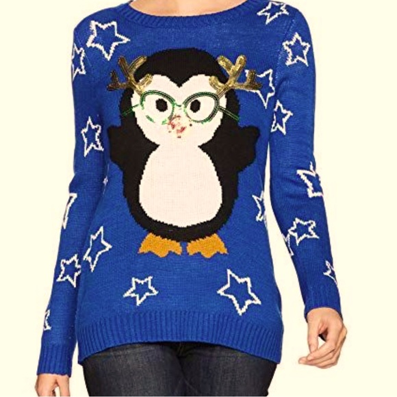 Derek Heart Ugly Holidays Penguin Sweater Sz S - Picture 1 of 7